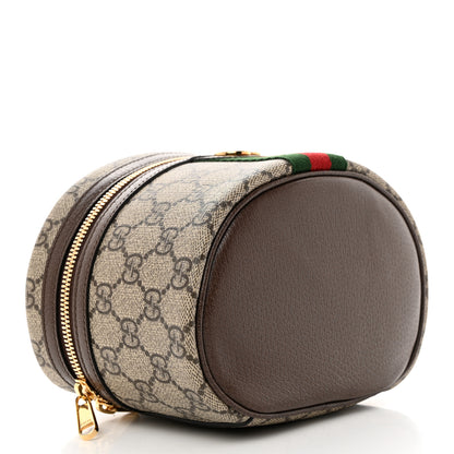 Gucci GG Supreme Monogram Textured Calfskin Web Ophidia Vanity Cosmetic Case Beige Ebony New Acero 4 of 10