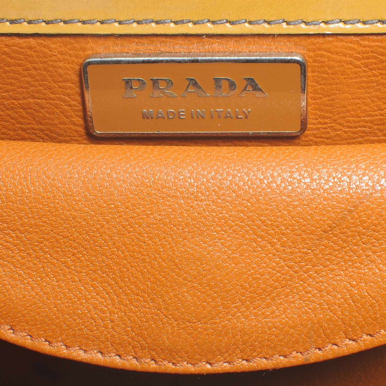 Prada Spazzolato Logo Print Framed Bag Ambra 6 of 6