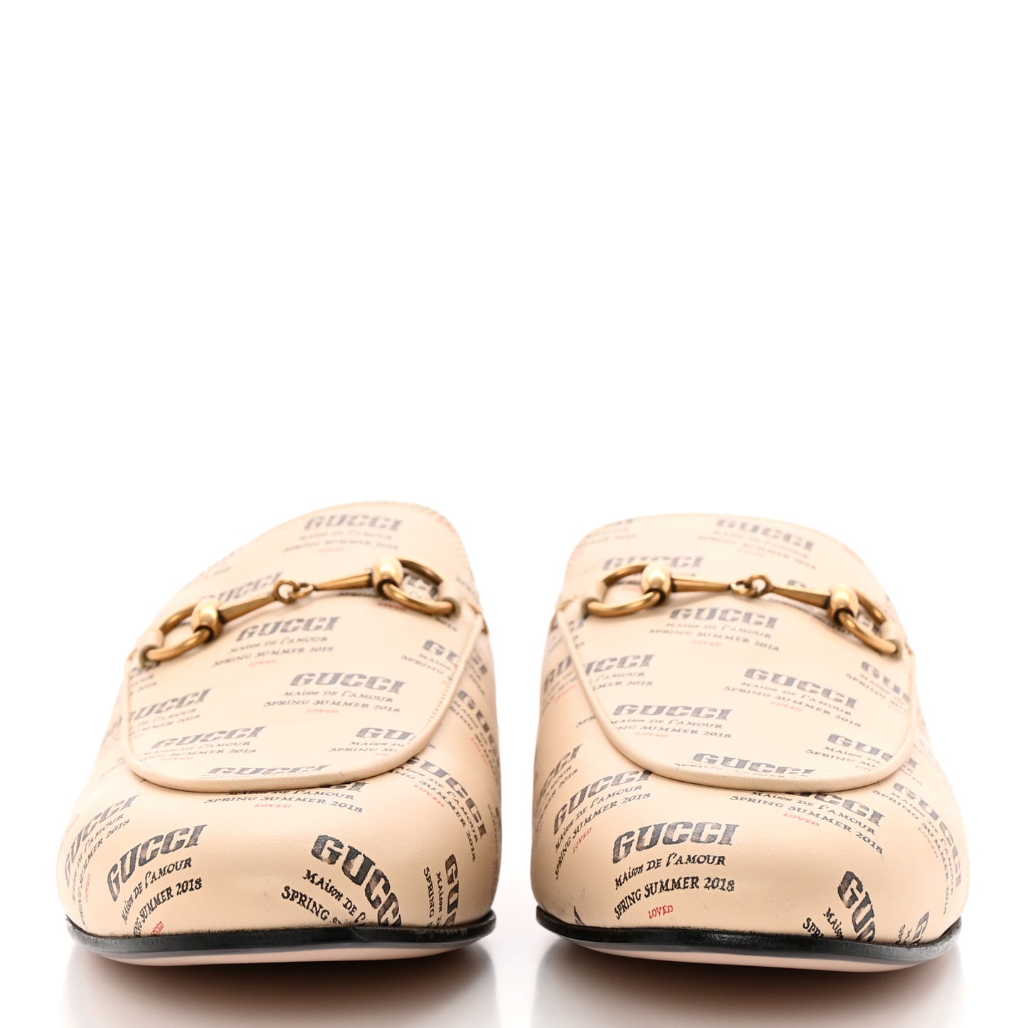Calfskin Stamp Print Womens Princetown Slippers 39 Soy Black