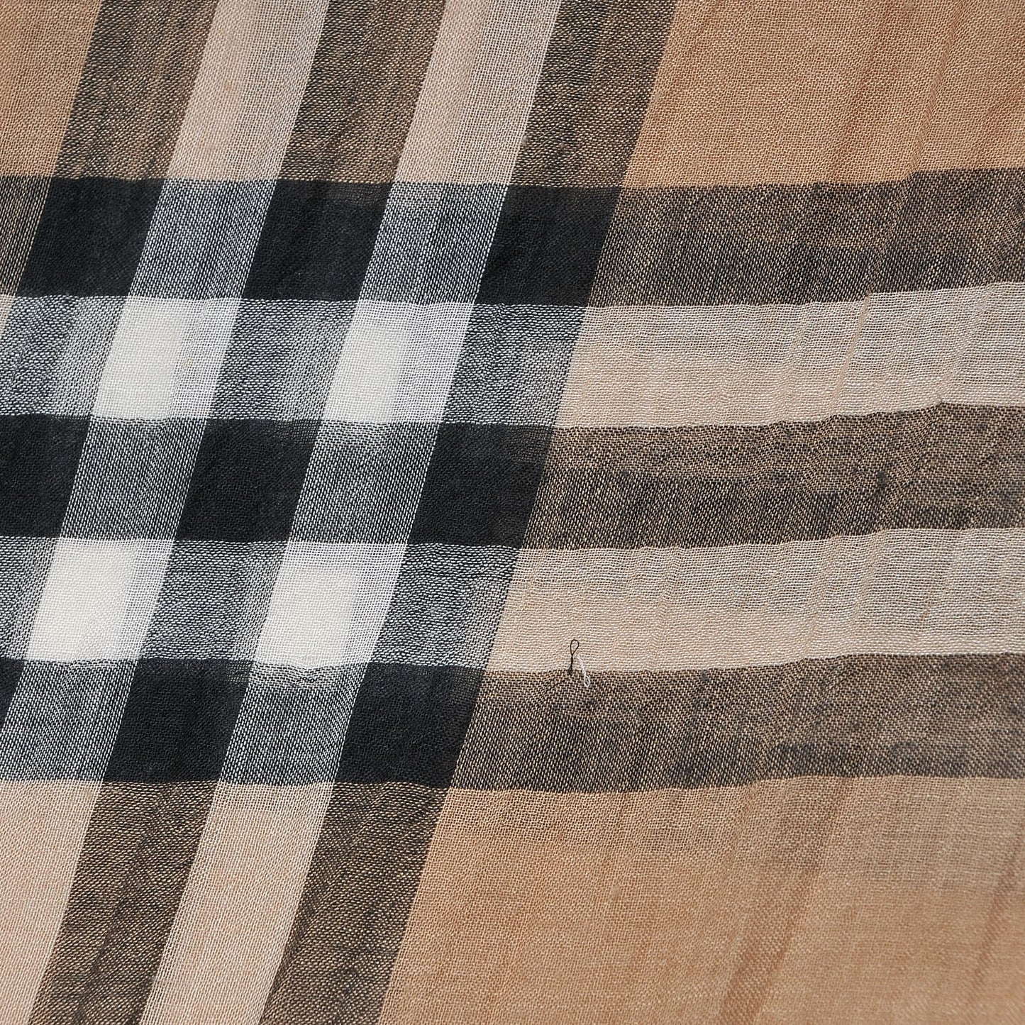 Linen Giant Check Lightweight Scarf Camel