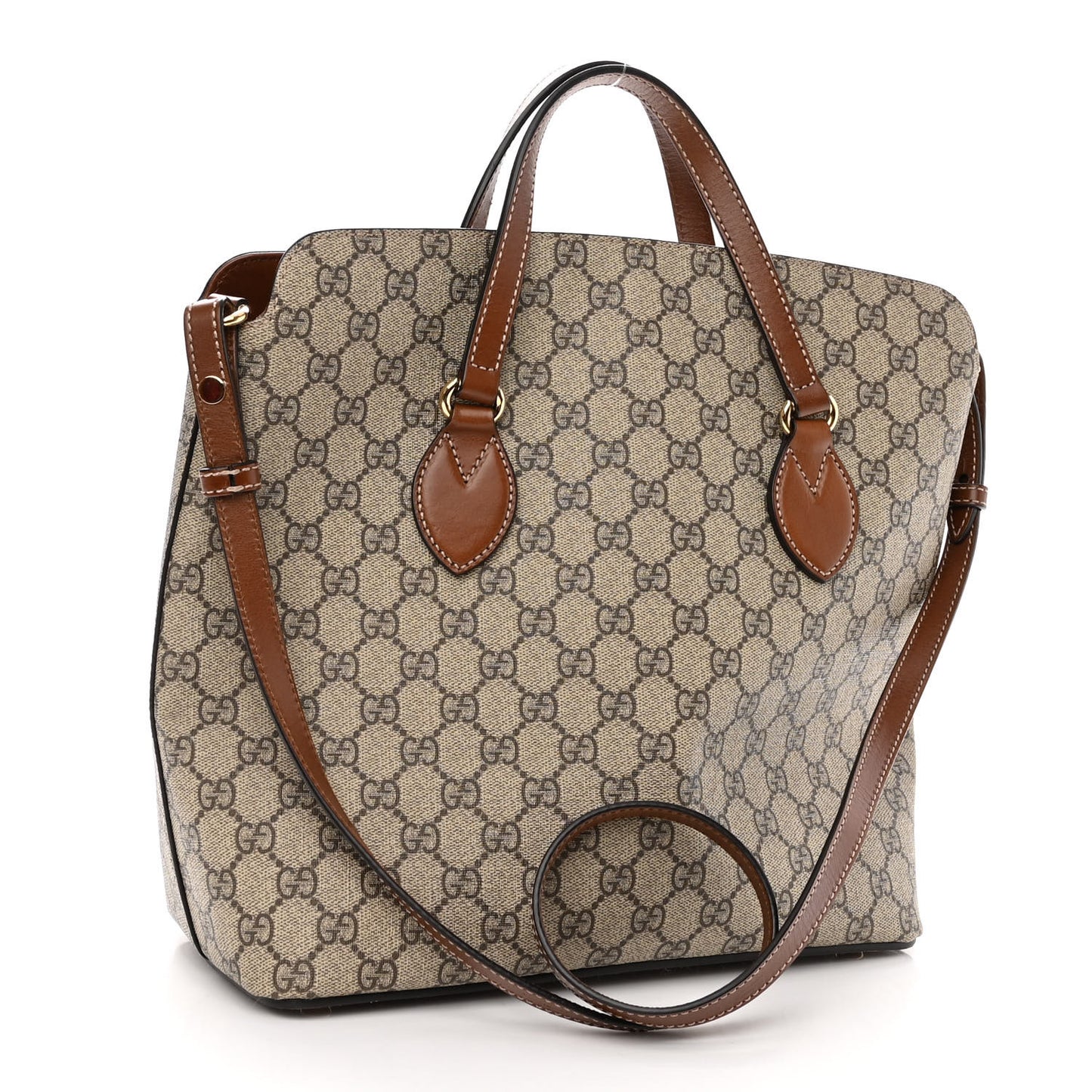 GG Supreme Monogram Linea A Foldover Tote Brown