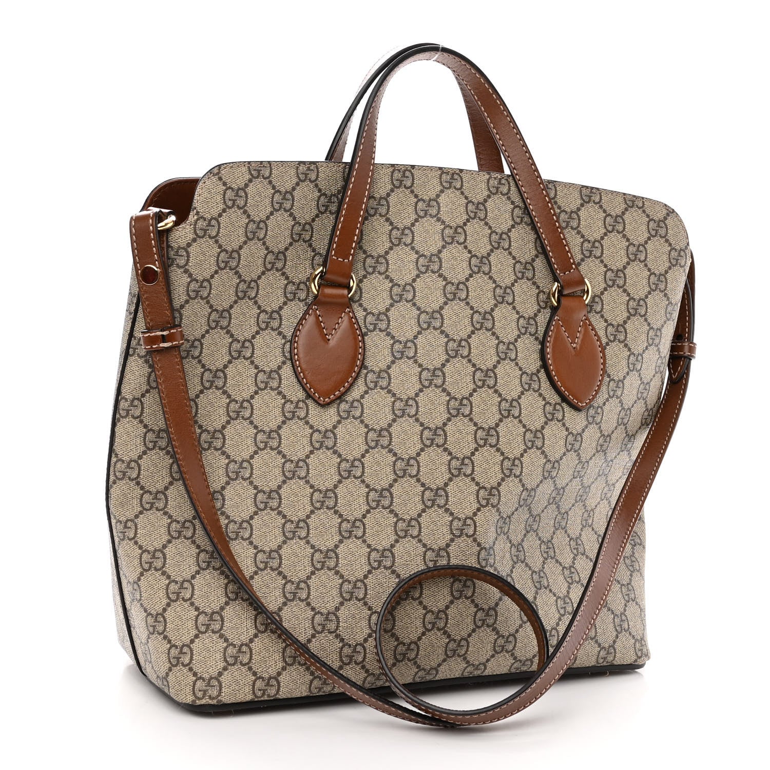 Gucci GG Supreme Monogram Linea A Foldover Tote Brown 3 of 11