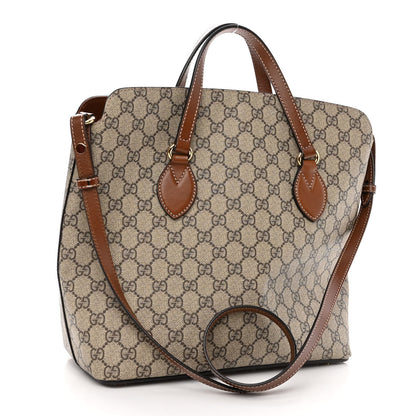 Gucci GG Supreme Monogram Linea A Foldover Tote Brown 3 of 11