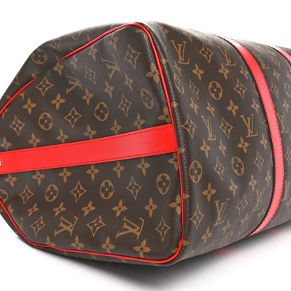 Louis Vuitton Calfskin Monogram Keepall Bandouliere 50 Coquelicot 9 of 10