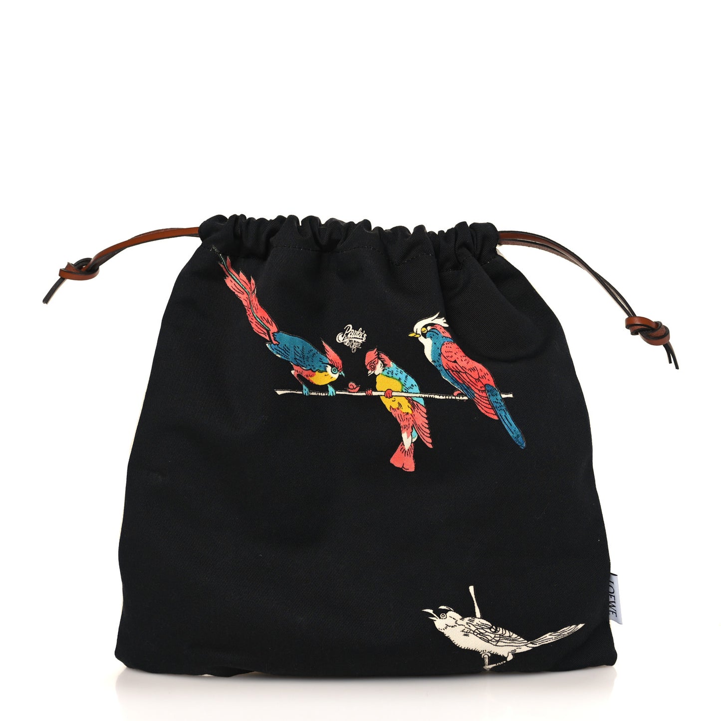 Canvas Parrot Paula's Ibiza Drawstring Pouch Black Ecru