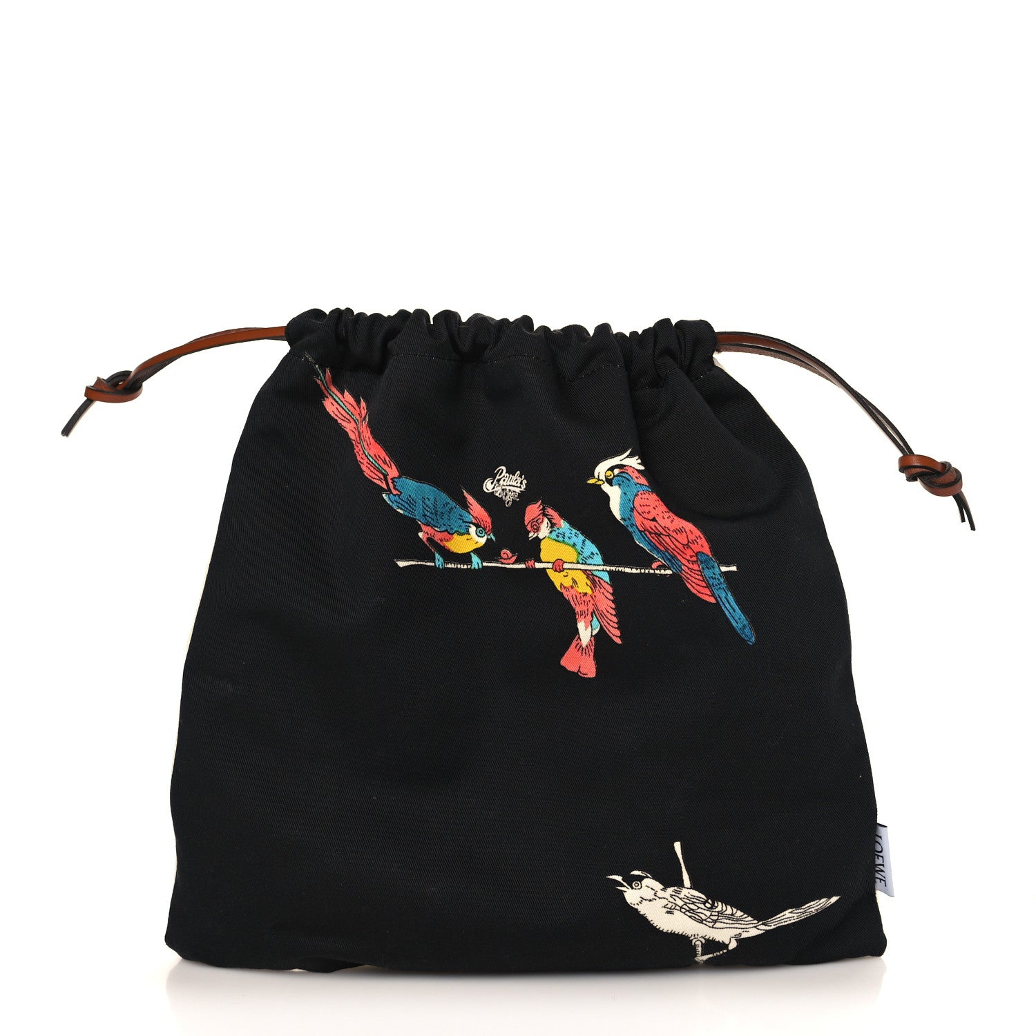 Loewe Canvas Parrot Paula's Ibiza Drawstring Pouch Black Ecru 1 of 6