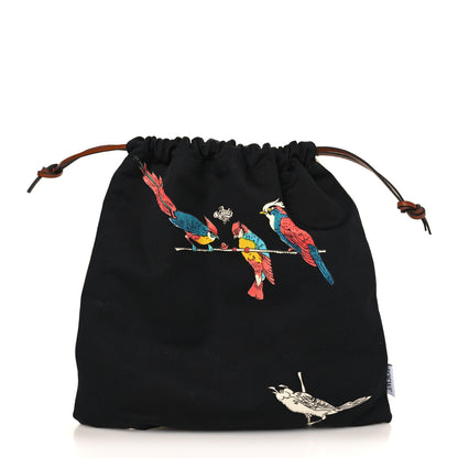 Loewe Canvas Parrot Paula's Ibiza Drawstring Pouch Black Ecru 1 of 6
