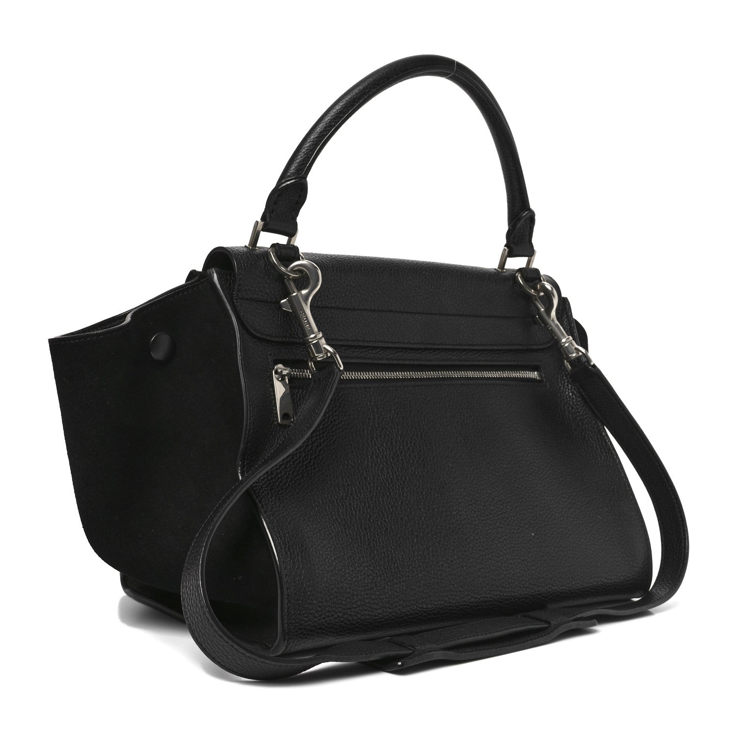 Celine Drummed Calfskin Suede Small Trapeze Black 3 of 9