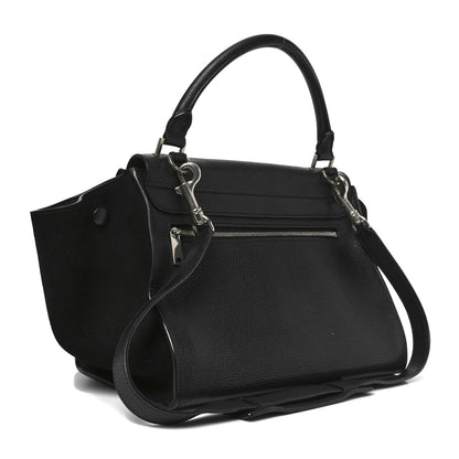 Celine Drummed Calfskin Suede Small Trapeze Black 3 of 9
