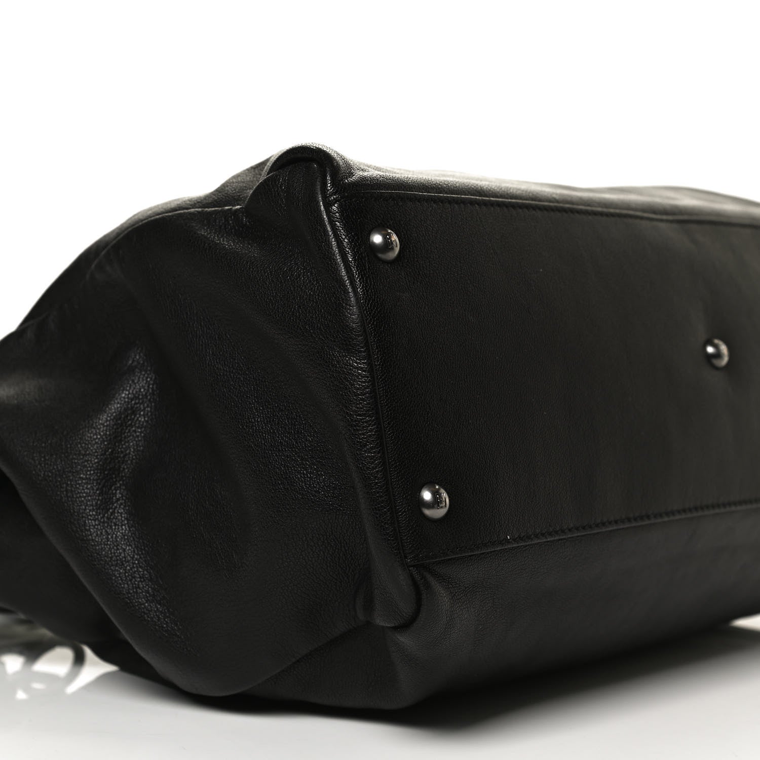 Fendi Goatskin Zucca Large Peekaboo Iconic Satchel Black Tobacco 9 of 12