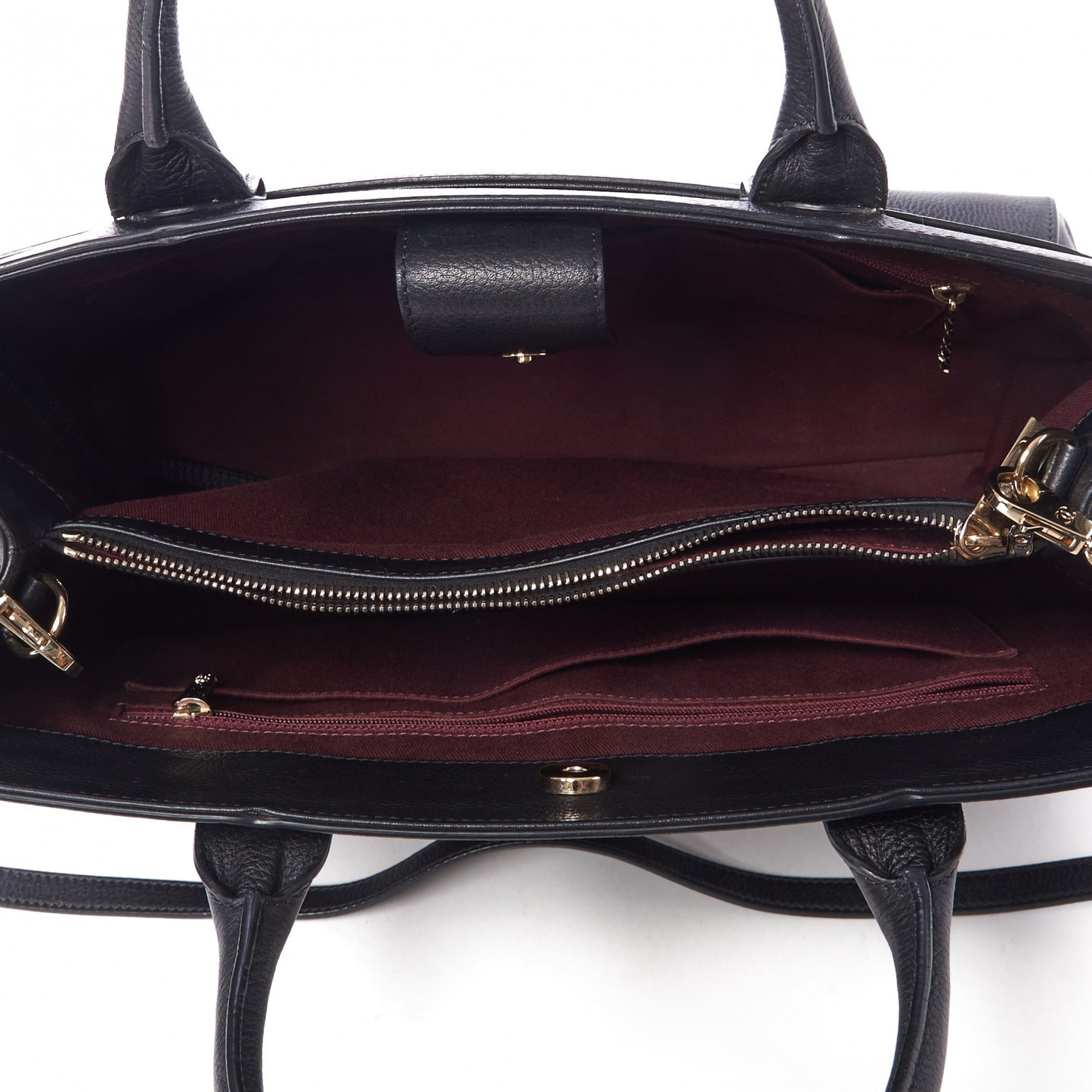 Grained Calfskin Medium Neo Executive Shopper Tote Black