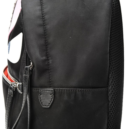 Fendi Nylon Vitello Fox Goat Fur Monster Eyes Mini Backpack Black Multicolor Sky 12 of 14
