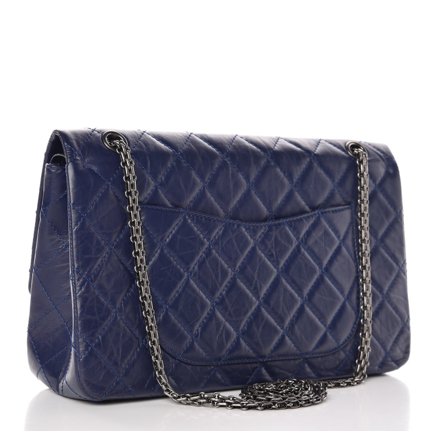 Aged Calfskin Quilted 2.55 Reissue 227 Flap Navy Blue