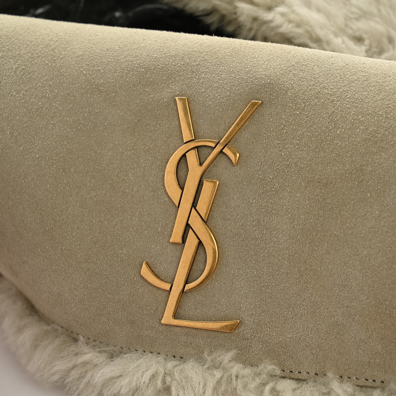 Saint Laurent Shearling Calfskin Medium Reversible Monogram Kate Satchel Grey 11 of 11