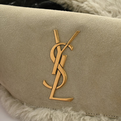 Saint Laurent Shearling Calfskin Medium Reversible Monogram Kate Satchel Grey 11 of 11