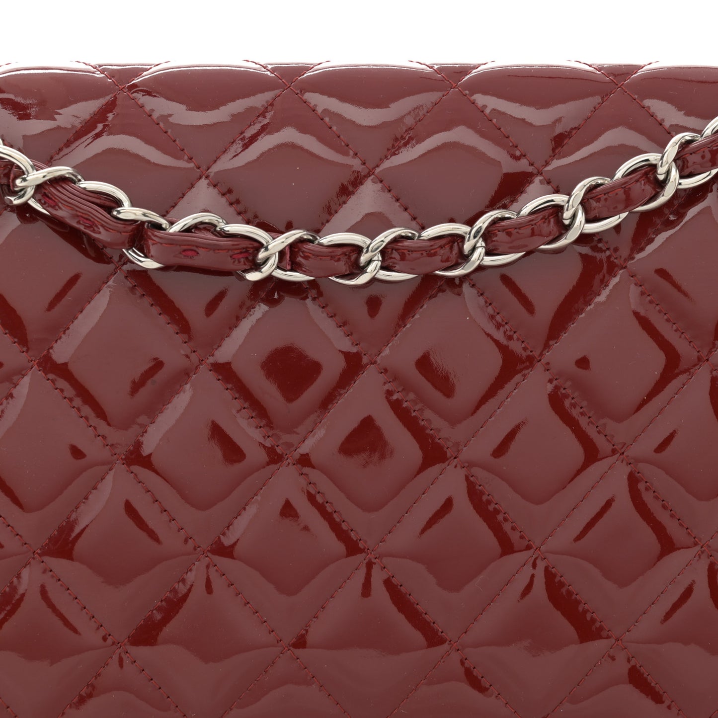 Patent Quilted Maxi Double Flap Red