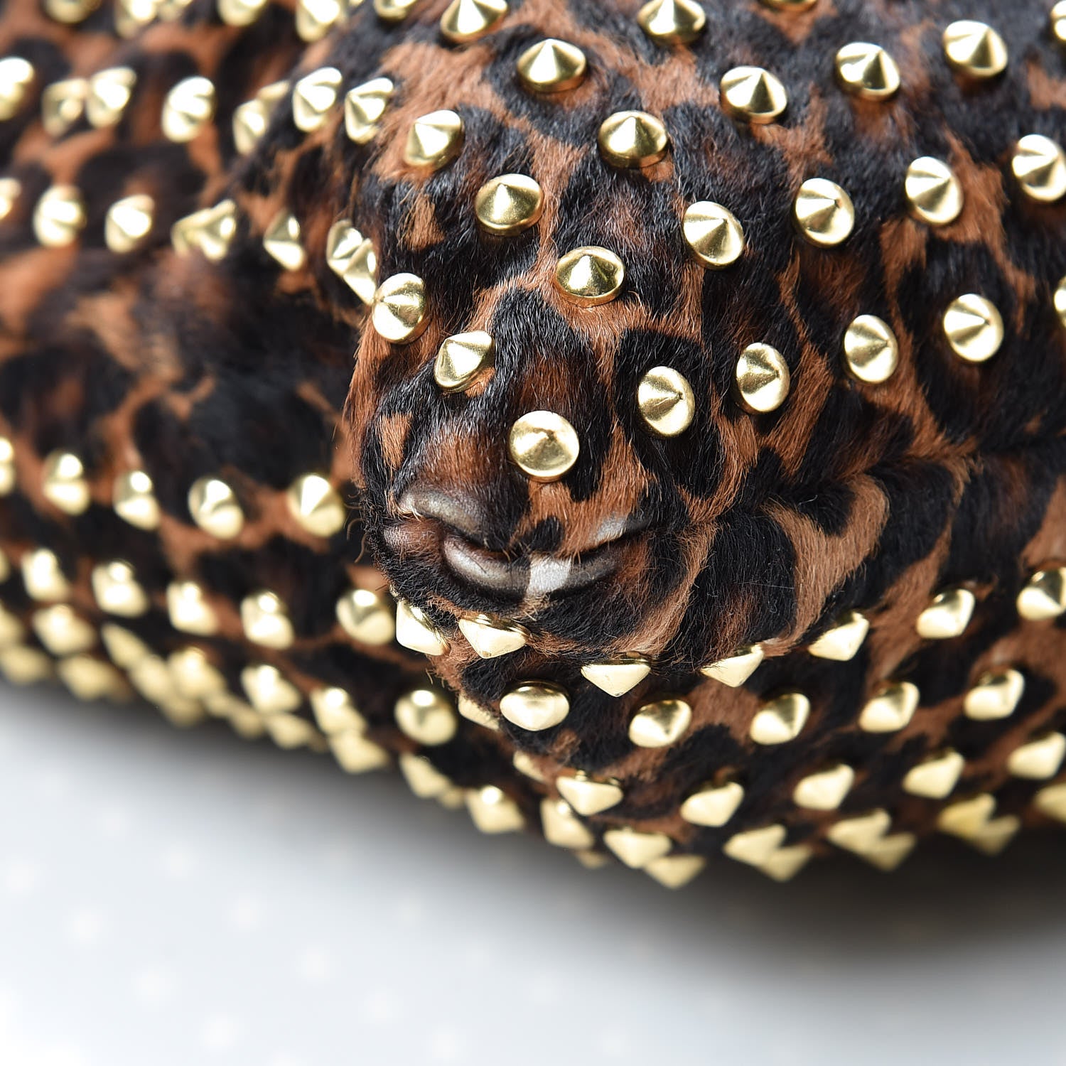 Burberry Calfskin Calf Hair Studded Leopard Print Big Crush Tote 10 of 16
