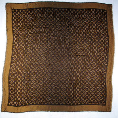 Louis Vuitton Silk Lurex Wool Monogram Shine Shawl Brown 3 of 5