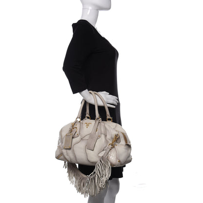 Prada Cervo Patchwork Fringe Bowler Bianco 2 of 21