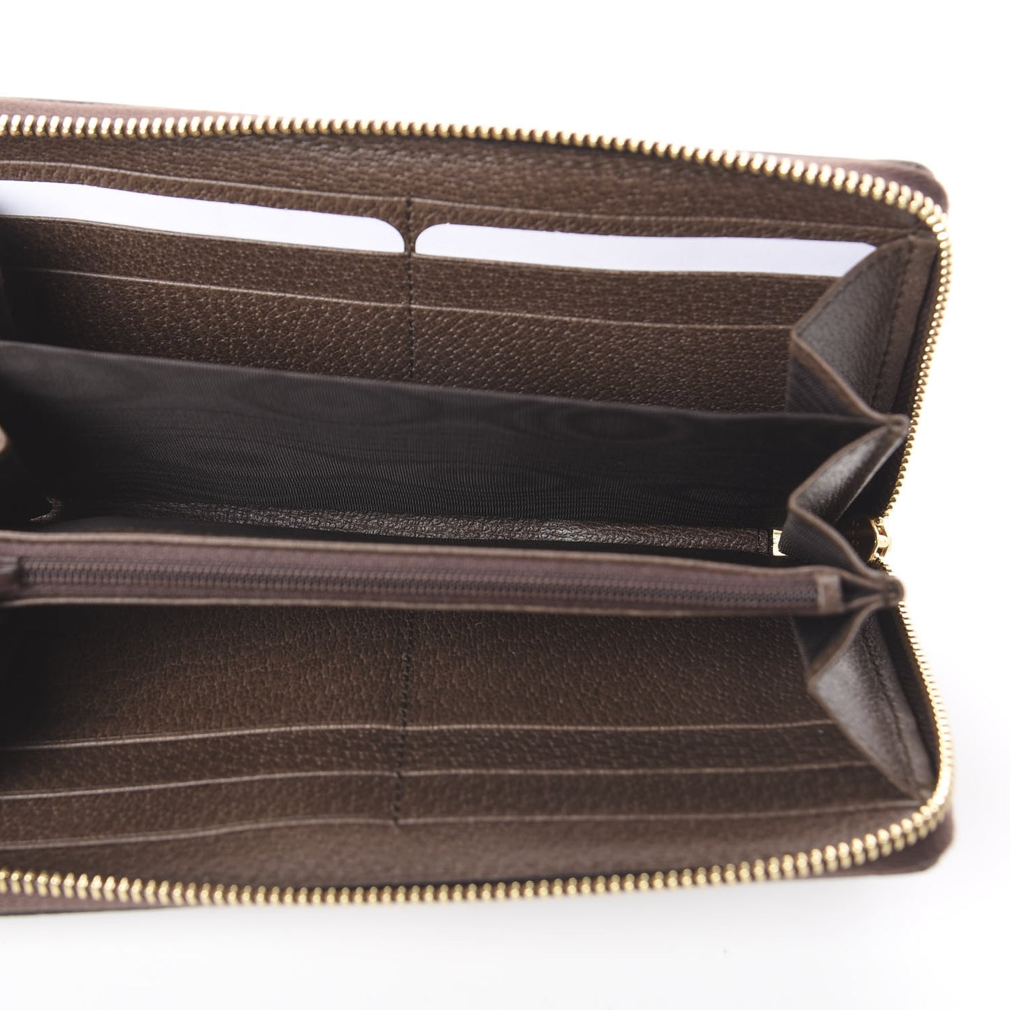 GG Supreme Monogram Web Ophidia Zip Around Wallet Brown