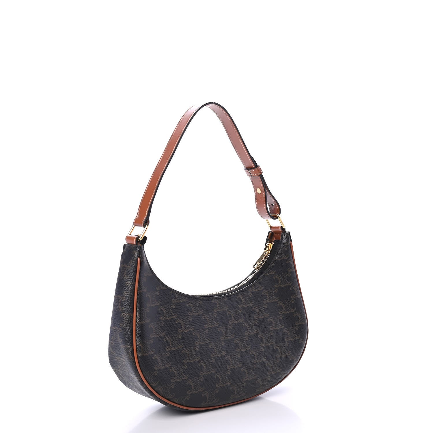 Celine Triomphe Canvas Calfskin Ava Shoulder Bag Tan 2 of 4