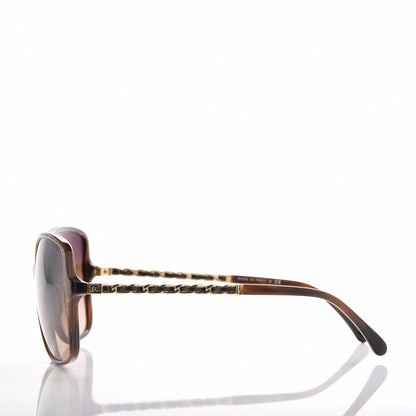 Chanel Acetate Metal Lambskin Chain Square Sunglasses 5210-Q Brown 3 of 8