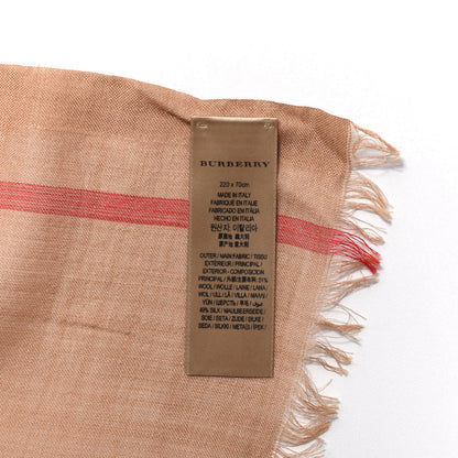Burberry Wool Silk Giant Check Lightweight Scarf Camel 6 of 6