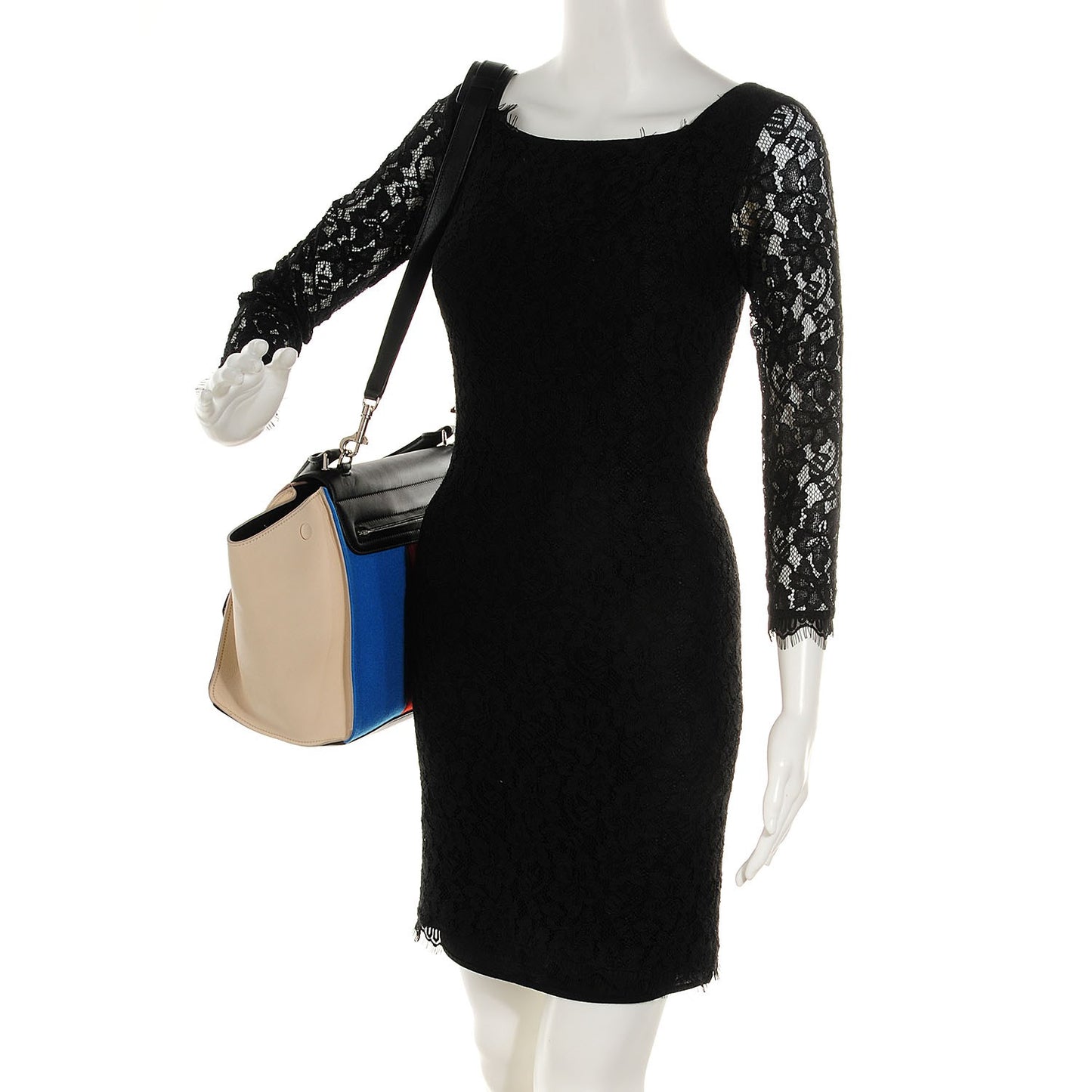 Calfskin Wool Colorblock Medium Trapeze Tri-Color