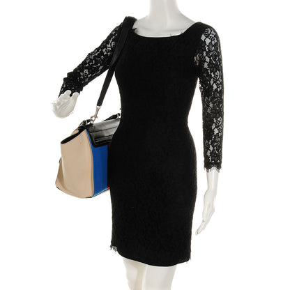 Celine Calfskin Wool Colorblock Medium Trapeze Tri-Color 2 of 9