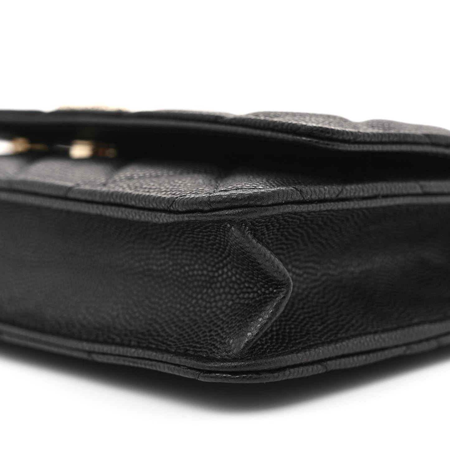 Caviar Quilted Studded CC Wallet on Chain WOC Black