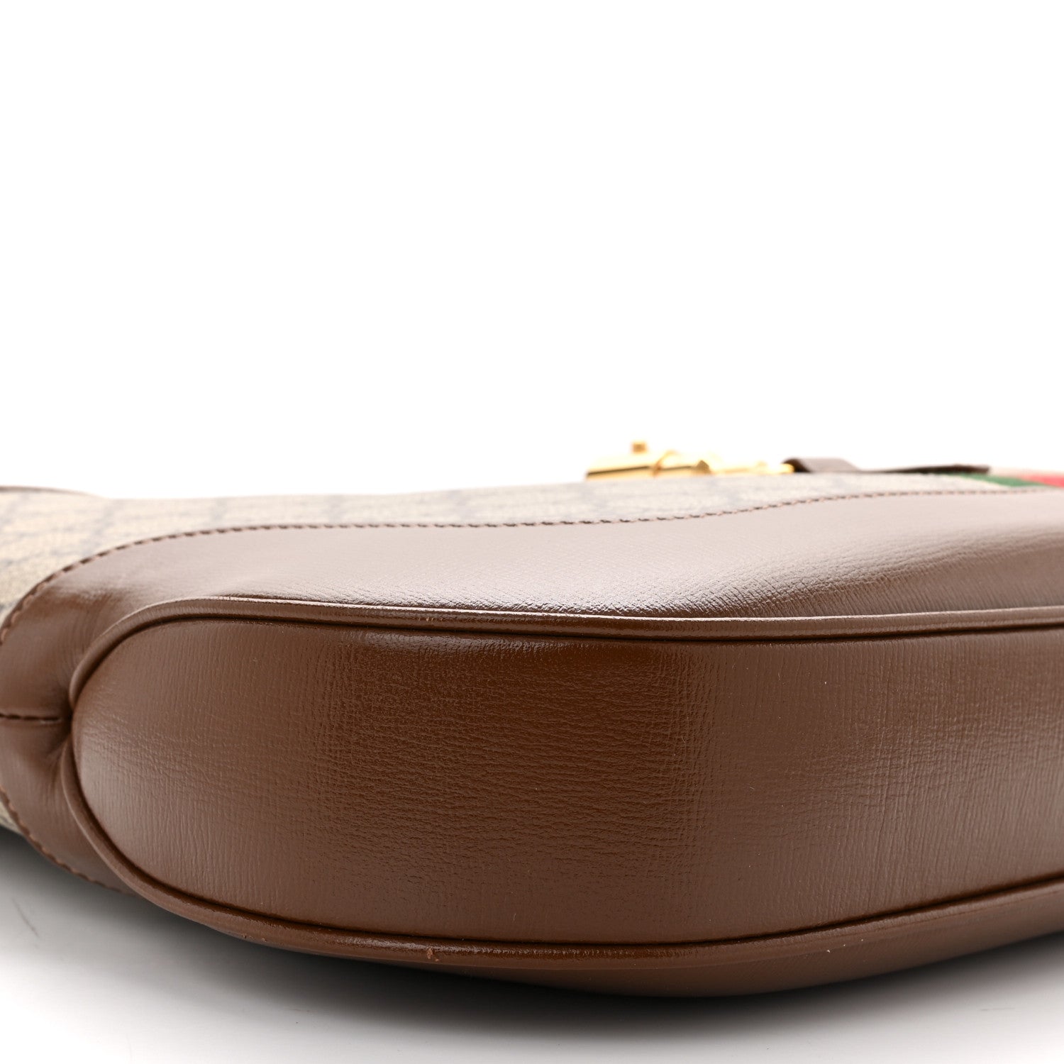 Gucci GG Supreme Monogram Azalea Calfskin Web Medium Jackie 1961 Hobo Beige Ebony Brown Sugar 9 of 10