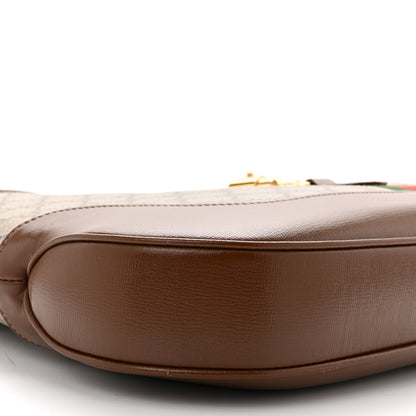 Gucci GG Supreme Monogram Azalea Calfskin Web Medium Jackie 1961 Hobo Beige Ebony Brown Sugar 9 of 10
