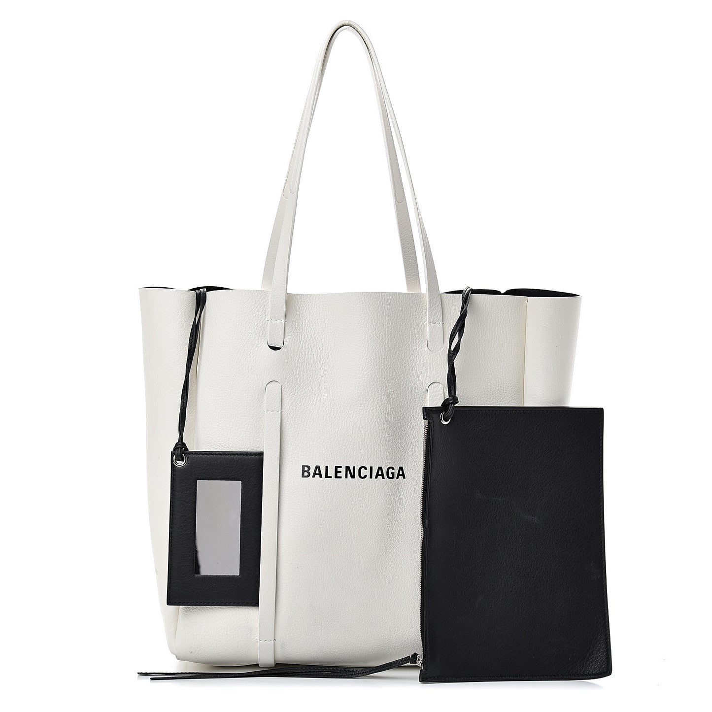 Smooth Calfskin Double Sided Small Everyday Tote Optic White Black