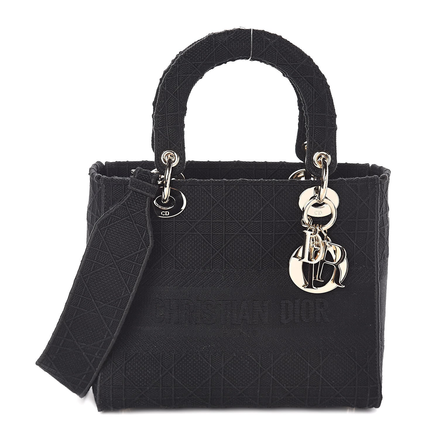 Christian Dior Canvas Cannage Medium Lady D-Lite Black 1 of 9