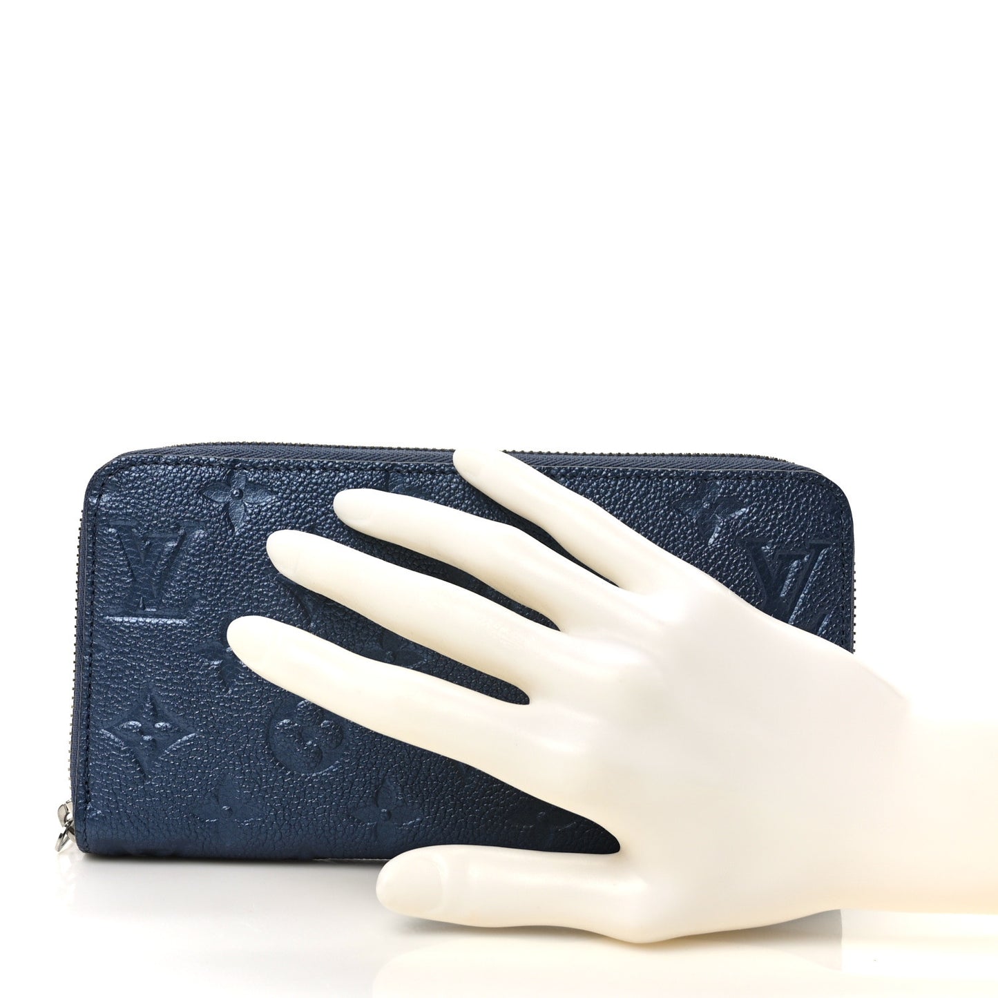 Metallic Empreinte Monogram Zippy Wallet Navy Nacre