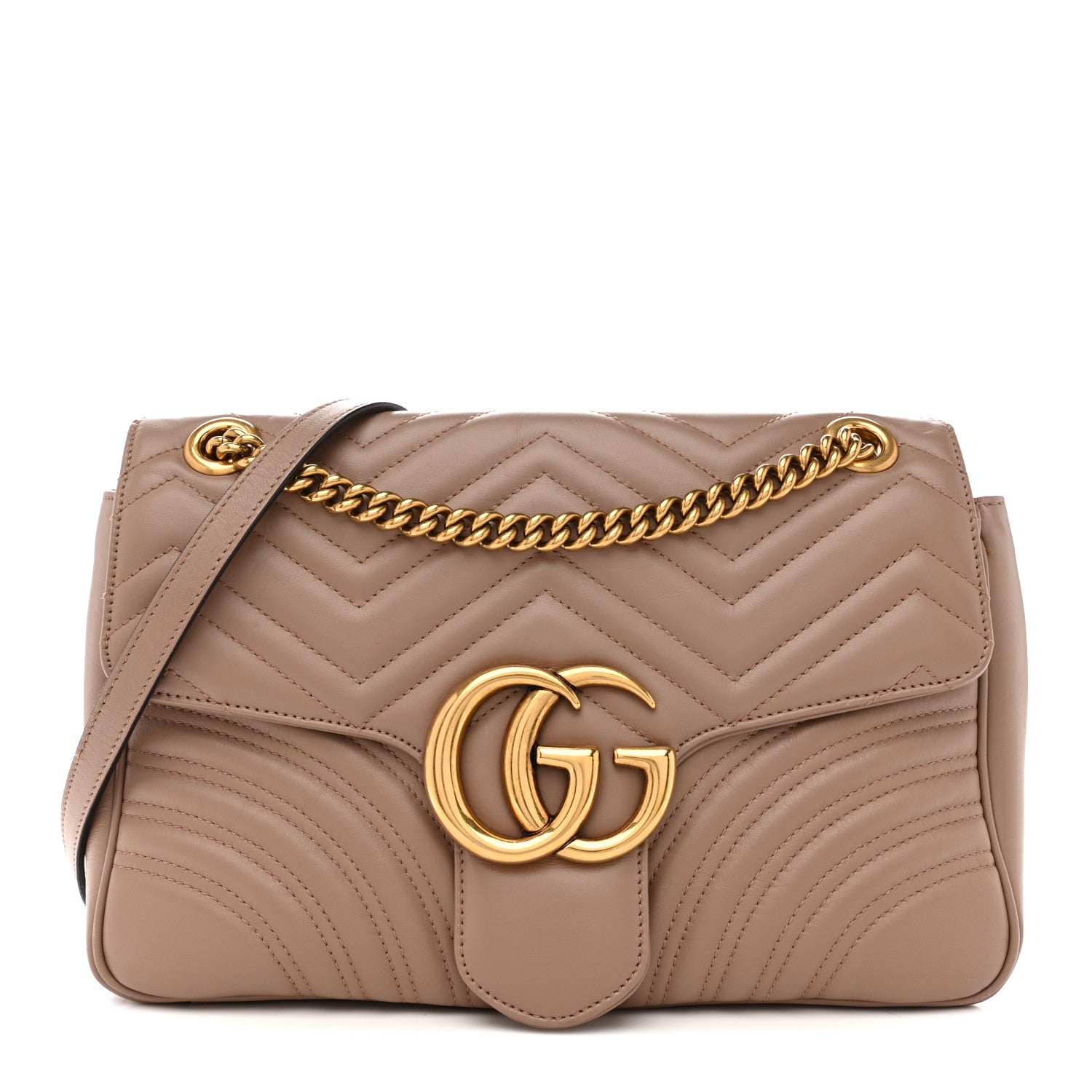 Gucci Calfskin Matelasse Medium GG Marmont Shoulder Bag Porcelain Rose 1 of 15