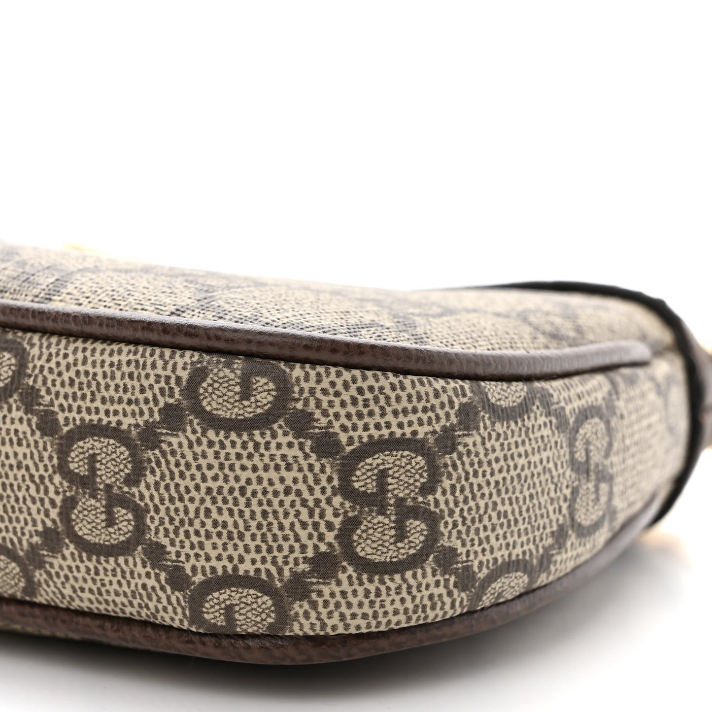 GG Supreme Monogram Textured Dollar Calfskin Mini Ophidia Chain Bag Beige Ebony