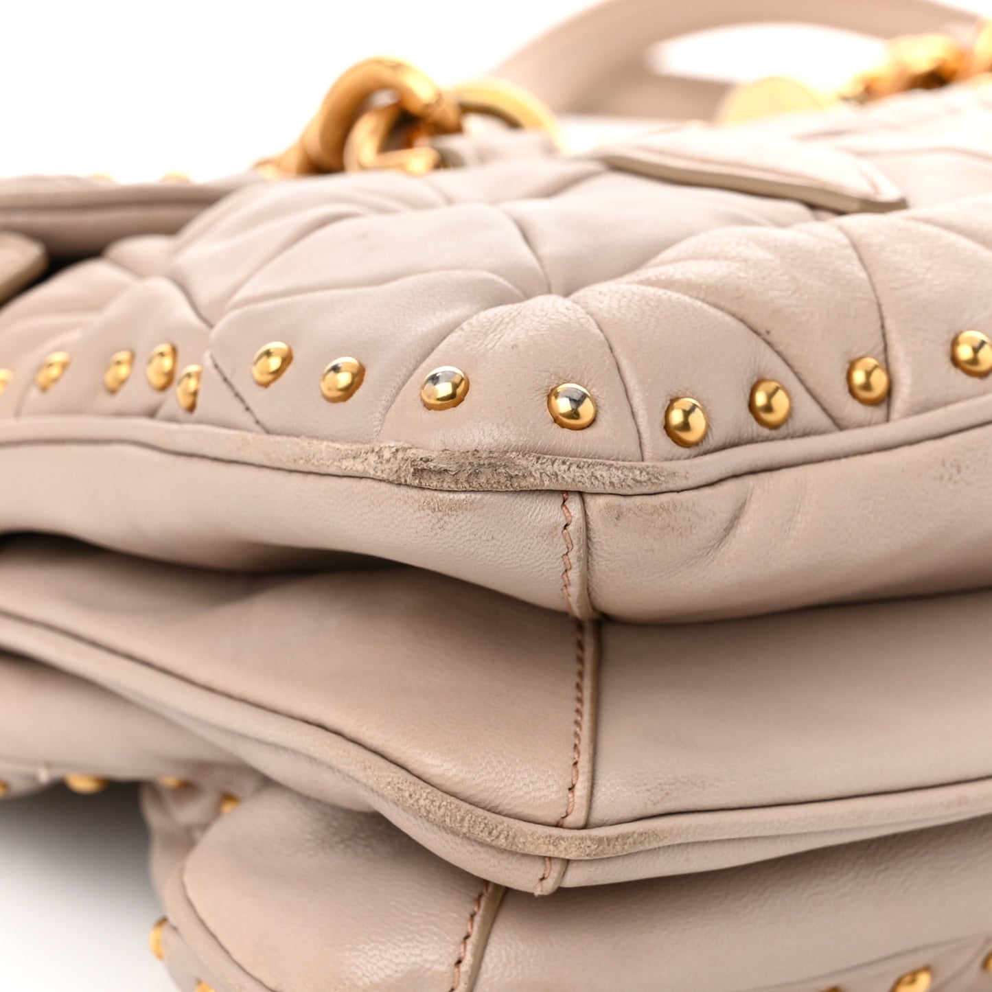 Nappa Quilted Studded Tote Cammeo