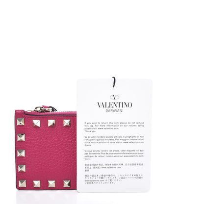 Valentino Garavani Pebbled Calfskin Rockstud Coin Case Card Holder Disco Pink 7 of 8