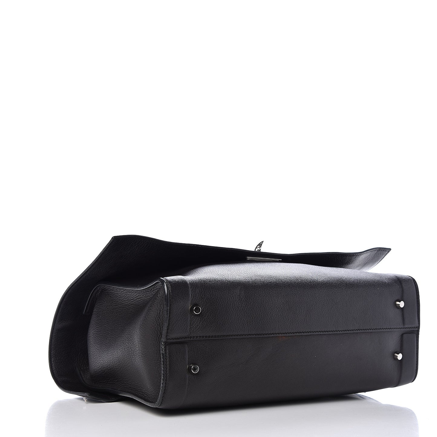 Grained Calfskin Medium Shark Lock Satchel Black