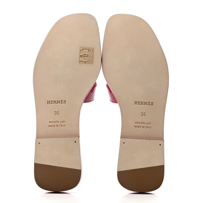 Hermes Lizard Oran Sandals 36 Fuchsia 5 of 7