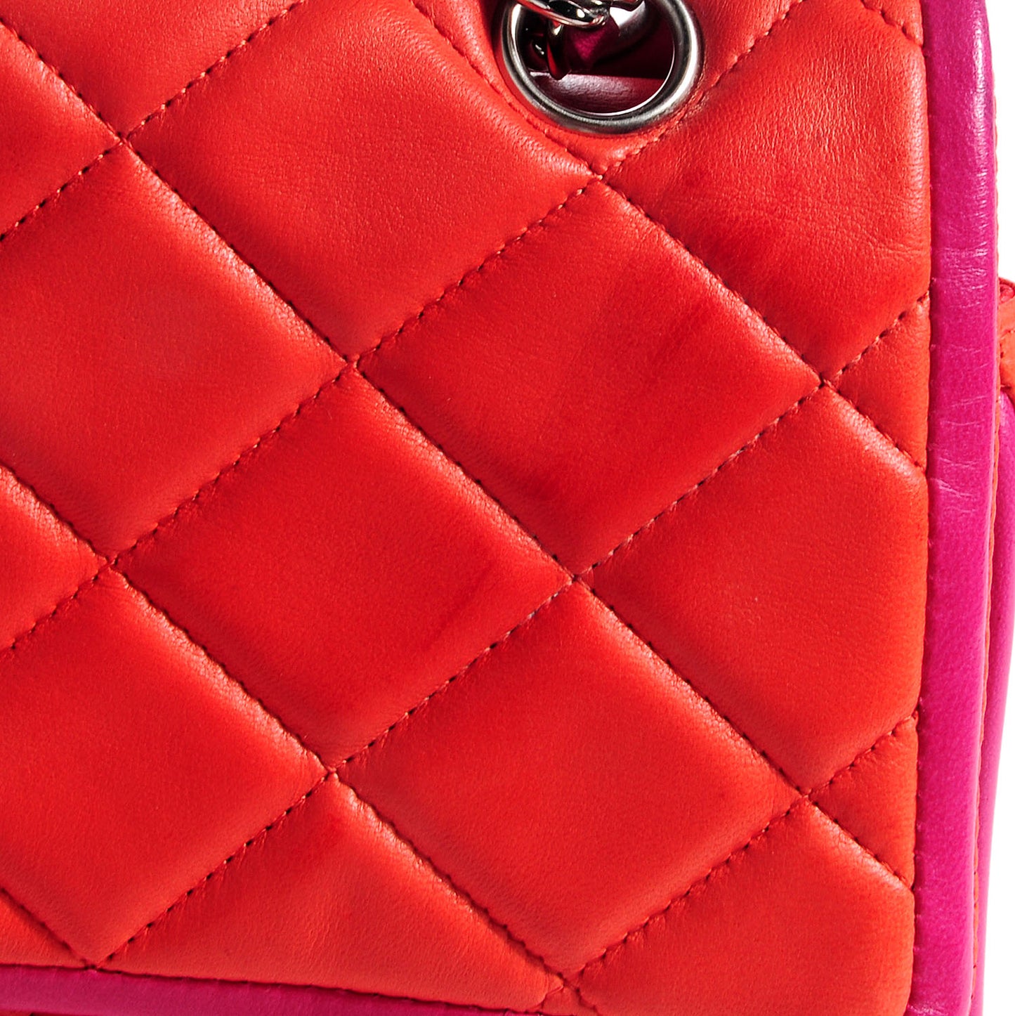 Lambskin Quilted Medium Double Flap Coral