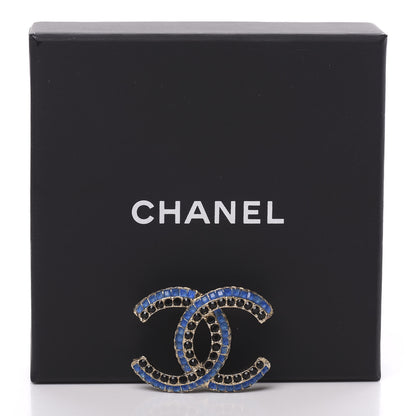 Chanel Crystal CC Chain Brooch Blue Black 6 of 6
