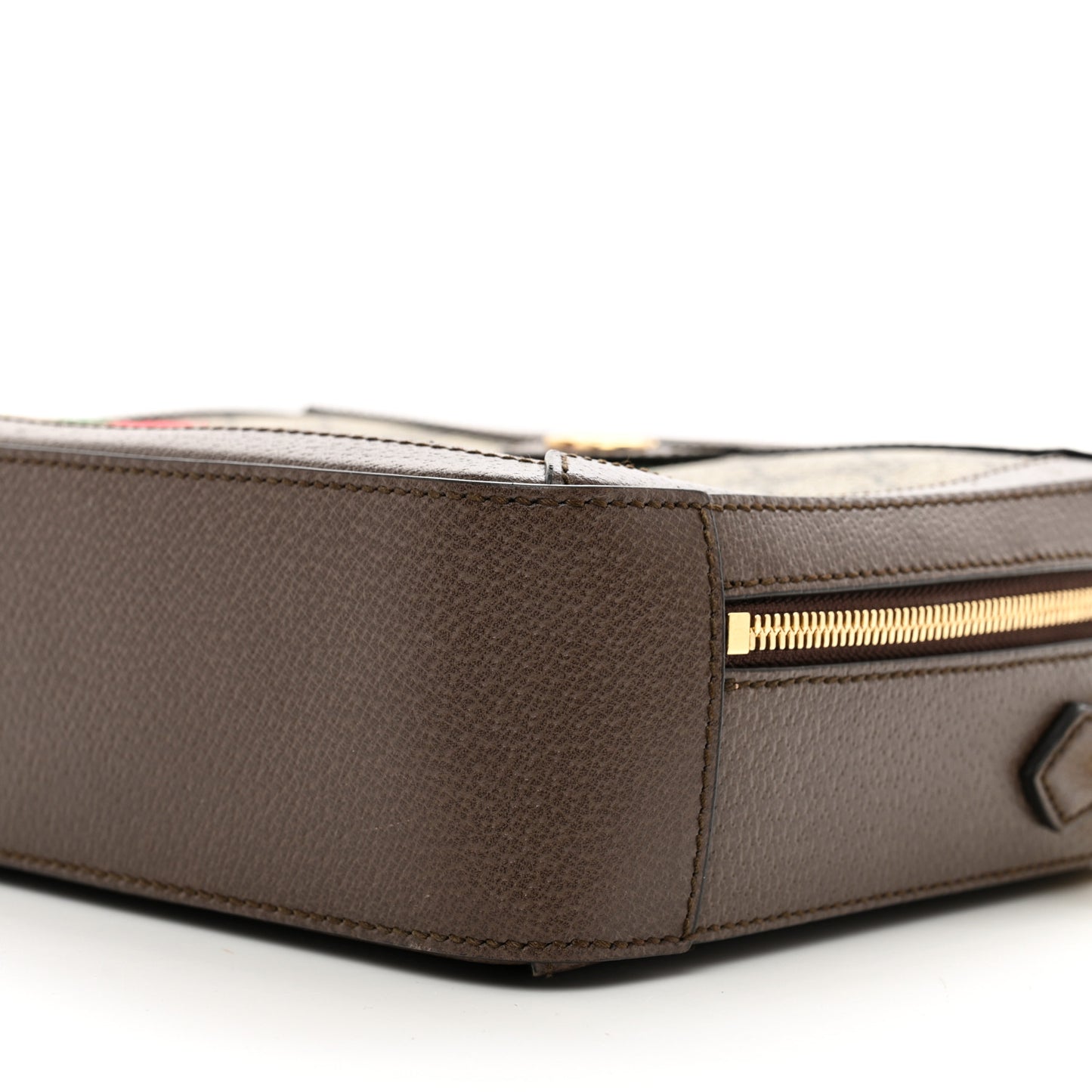 GG Supreme Monogram Web Small Ophidia Top Handle Shoulder Bag Brown