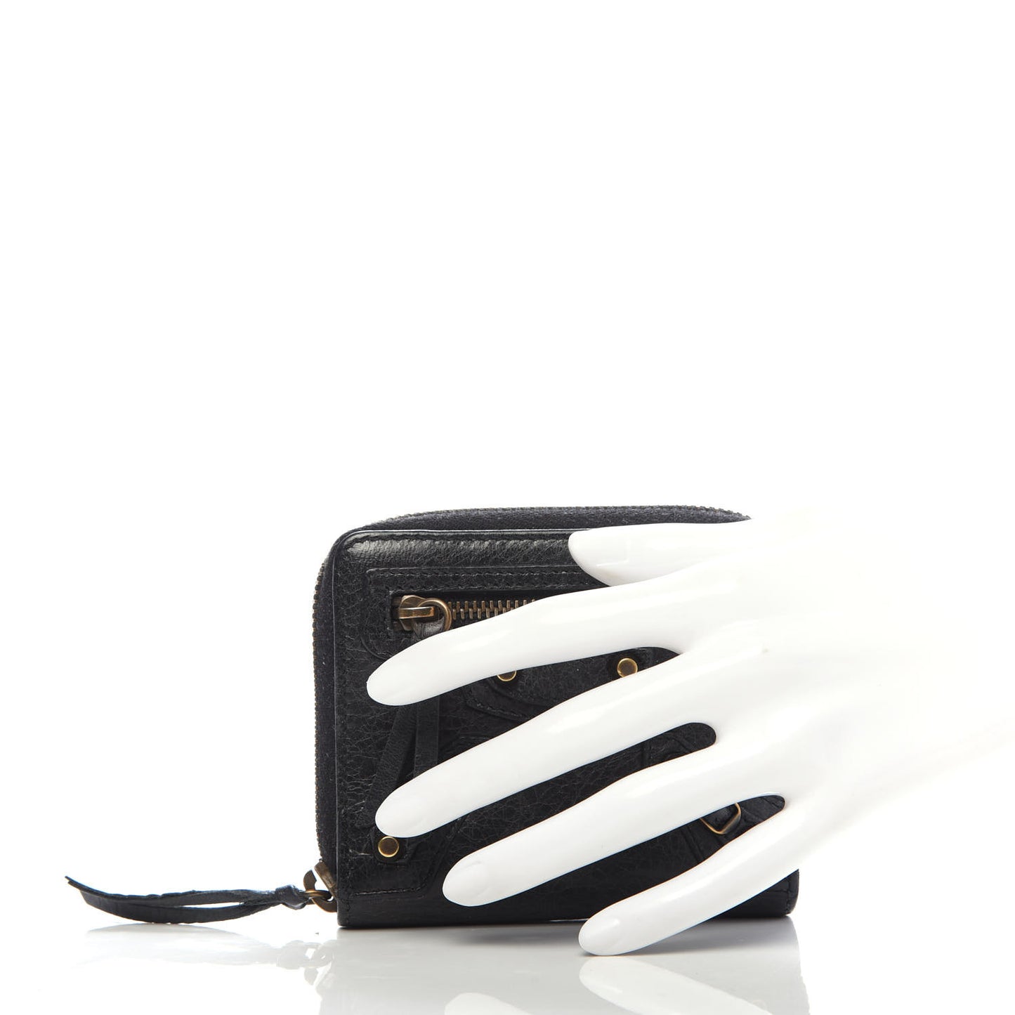 Agneau Classic Gold Hardware Zip Around Card Holder Black