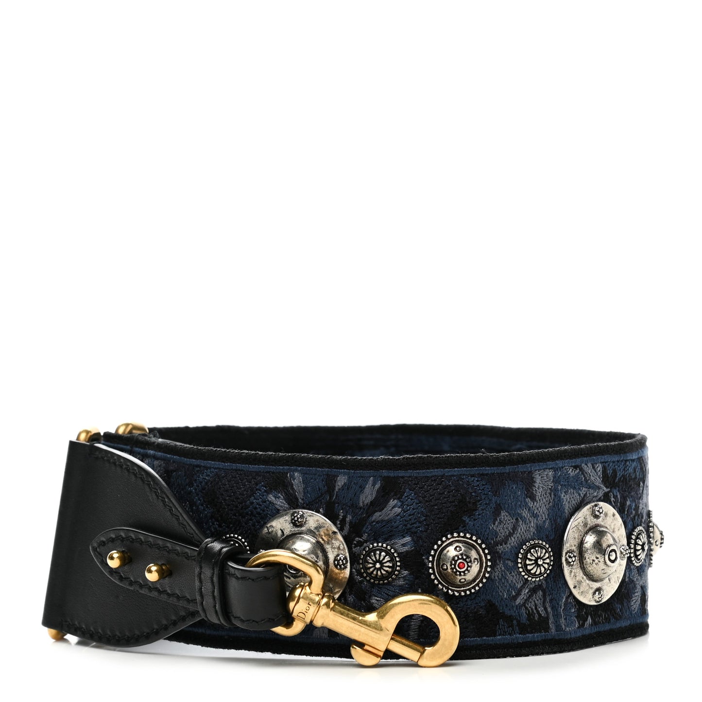 Canvas Embroidered Studded KaleiDiorscopic Adjustable Shoulder Strap Blue