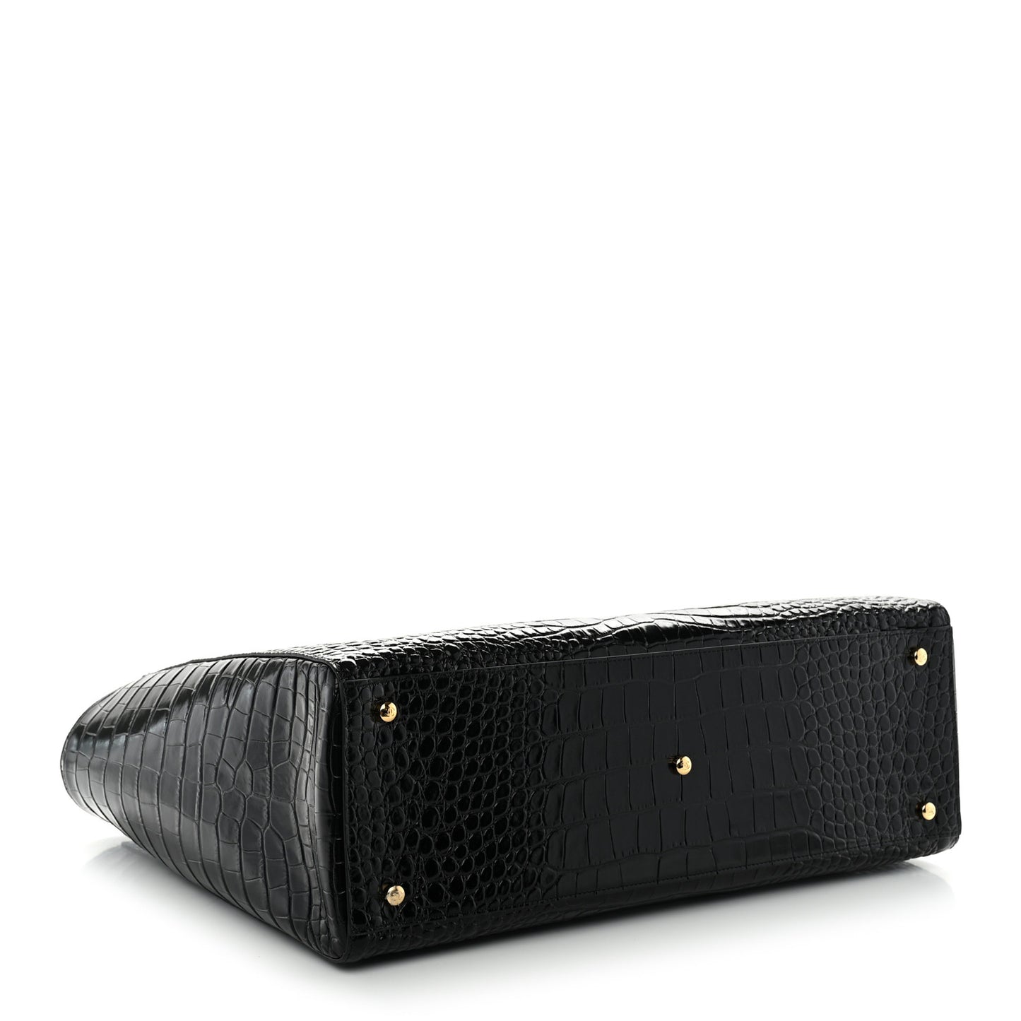 Calfskin Crocodile Embossed Archetype Large Shopping Tote Black