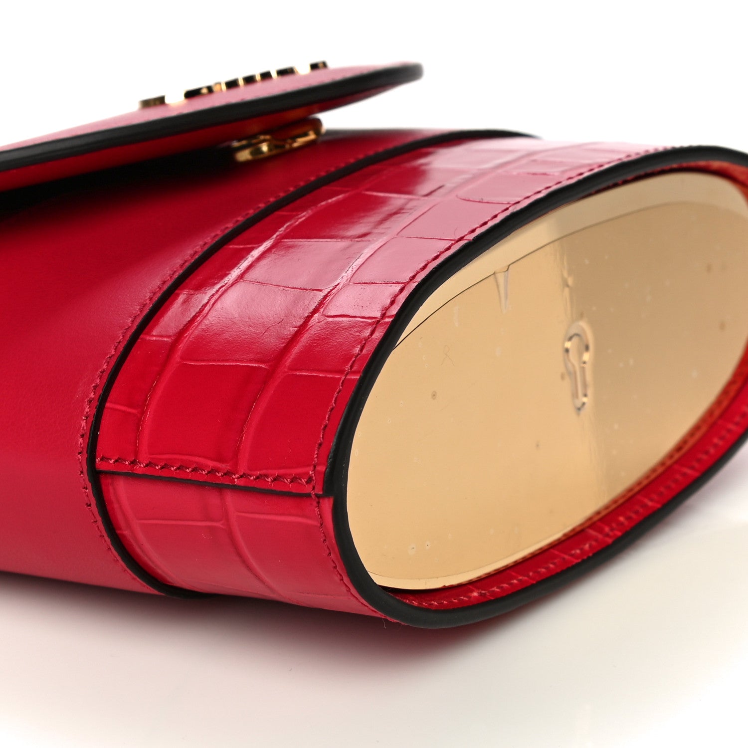 Chloe Calfskin Crocodile Embossed Small Aby Lock Dusky Red 8 of 9