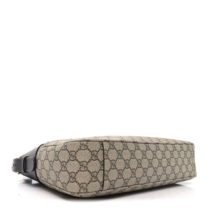 Gucci GG Supreme Monogram Emblem Medium Shoulder Bag Beige Ebony Black 4 of 9