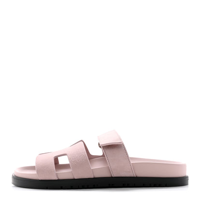 Hermes Suede Goatskin Womens Chypre Sandals 36 Rose Porcelaine 1 of 9